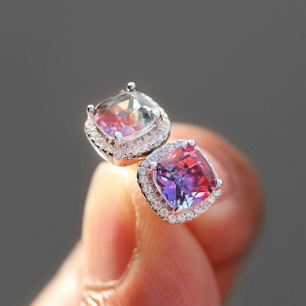 New Korea Sweet Cute Flower Crystal Temperament Geometric Shiny Zircon Earrings Statement Earrings for Women Girl Pendientes