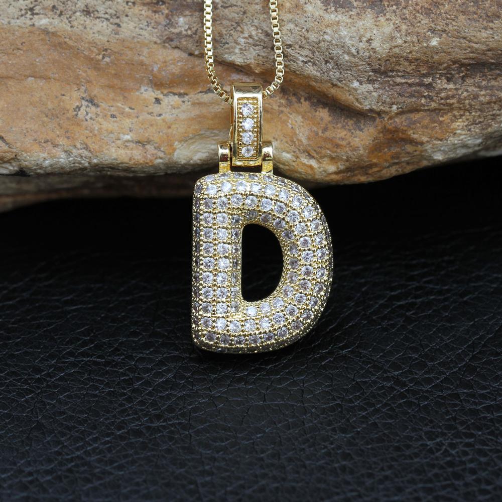 Fashion letters Necklace custom name bubble pendant charm for men and women cubic zircon hip hop jewelry gift