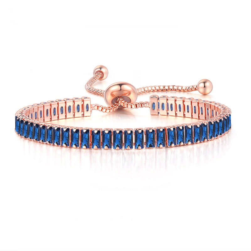 ZHOUYANG Kpop Women&#39;s Tennis Bracelet Luxury 2.5*5 mm Multicolor Zircon Bracelets For Women Wholesale Adjustable Jewelry DZH009