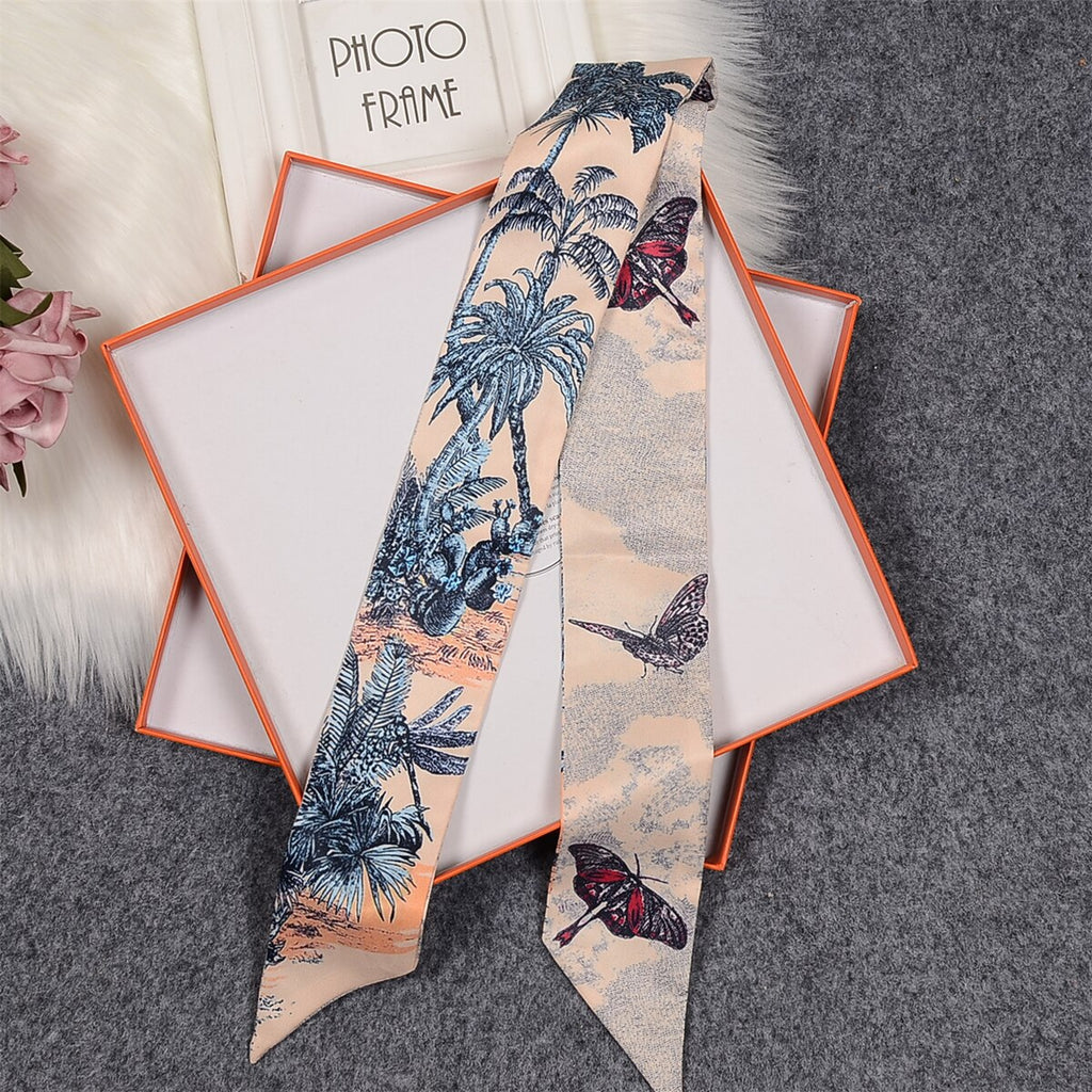 Tropic Affair Luxury Brand Scarf Tarot Women Scarf Bag Hair Skinny Silk Scarves Design Foulard Neckerchief Headband For Ladies