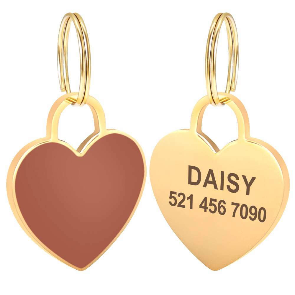 Personalized Cat Dog ID Tags Heart Shape Dog Cat Name Tag Customized Engraved Anti-lost Pendant Pet Dog Collar Accessories