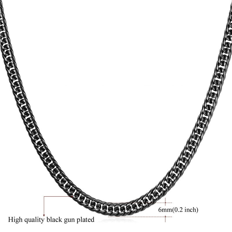 U7 Men Thick Chain Necklace Gold Chain 6/9/13MM Miami Cuban Chain Necklace 14&quot;-30&quot;  Stainless Steel Chunky Necklace N453