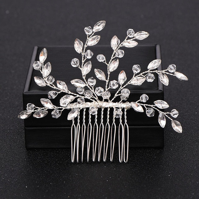 Silver Color Pearl Crystal Wedding Hair Combs Hair Accessories for Bridal Flower Headpiece Women Bride Hair ornaments Jewelry