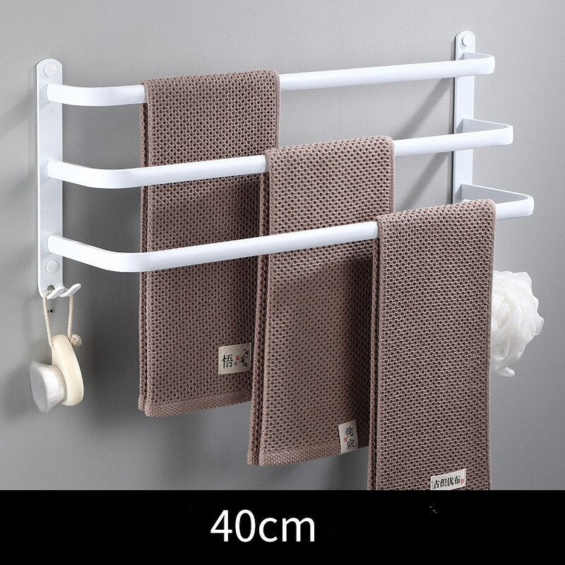 Tuqiu Towel Hanger Wall Mounted 30-50 CM Towel Rack Bathroom Towel Bars Aluminum Black Towel Bar Rail White Towel Holder