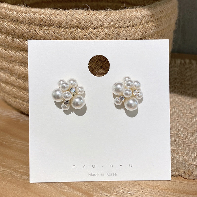 Fashion Jewelry for Women: Elegant Romantic Unique Fireworks Pearl Stud Earrings Lady Temperament Accessories.