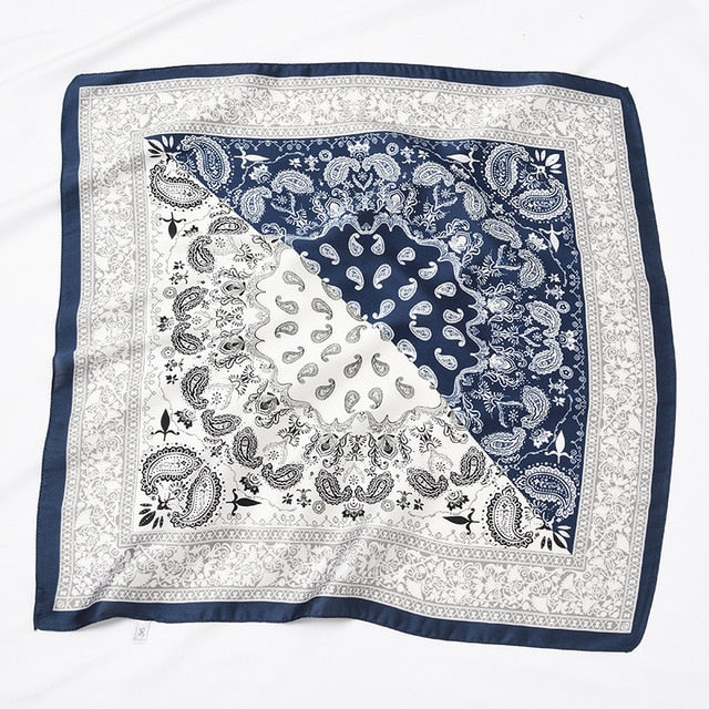 Scarf Satin Bandana Kerchief Silk Women's Luxury Brand Designer Summer Small Bag Wrap Retro Paisley Scarves Muslim Islamic