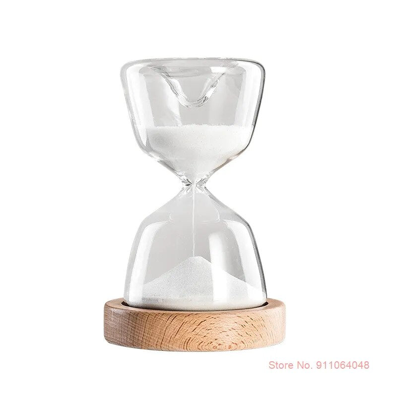 Luminous Remote Control Glass Hourglass 15 Minutes Time Timer Free Customized Laser Lettering Wood Bottom Night Light Sandglass