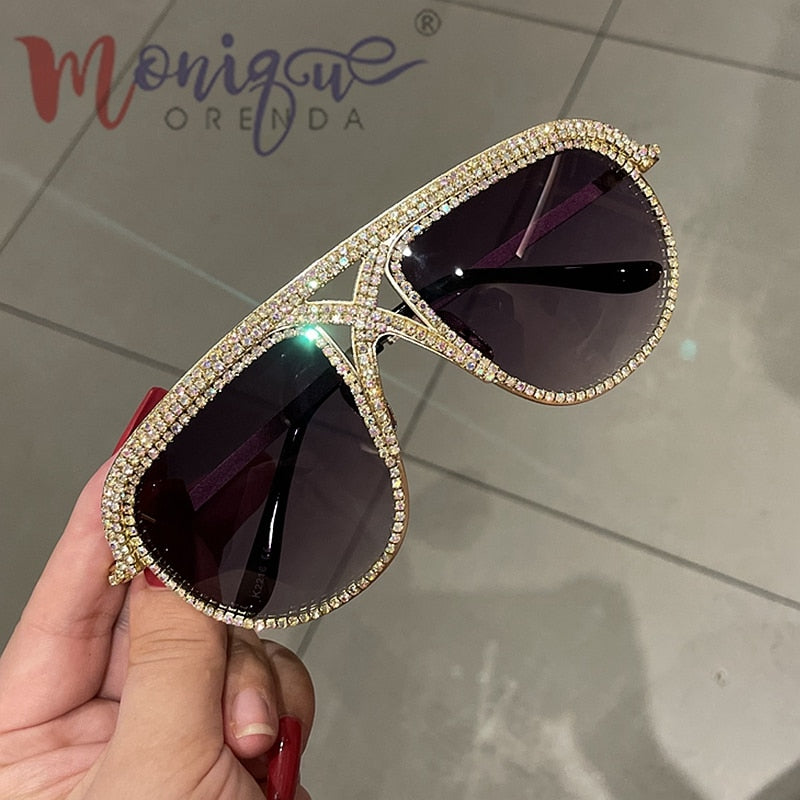 Sunglasses Women 2022 Rhinestone Oversized Sun Glasses Men Luxury Designer Eyeglasses Oculos De Sol Feminino