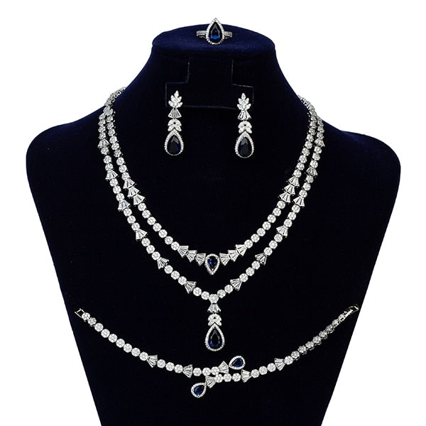 Jewelry Set HADIYANA Fashion Gorgeous Necklace Earrings Ring Bracelet Set For Women Party Gift Wedding CNY0055 Femme Jewelry