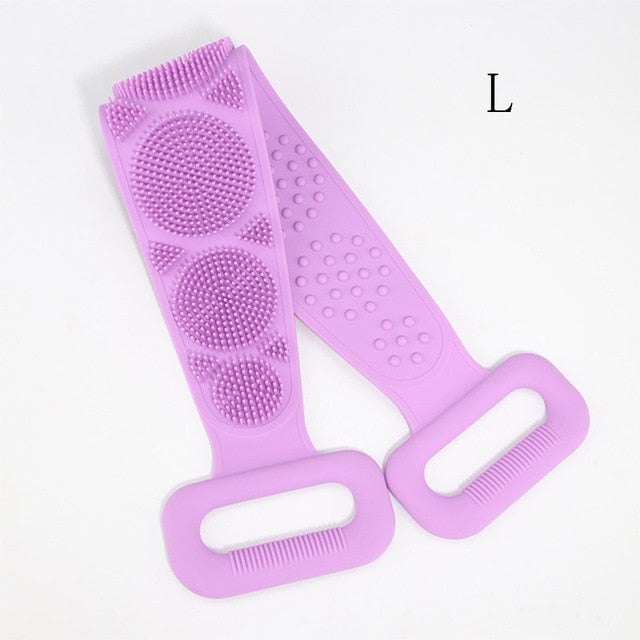 Silicone Gel Scrub Bath Brush Strip Massage Back Rubs Bathing Tape Long Back Rubbing Sided Silicone Scrub Body Skin Bathroom