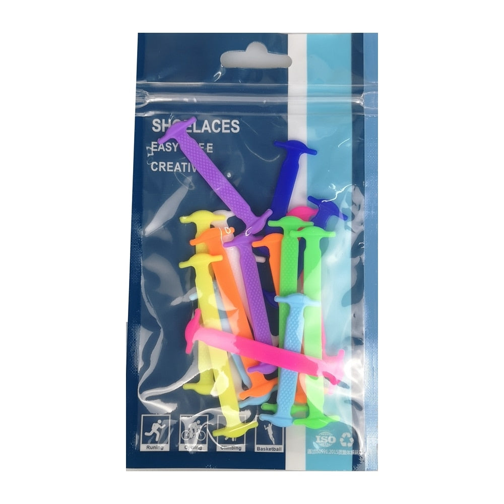 14pcs/Lot Shoes Accessories Elastic Silicone Shoelaces Elastic Shoelace Creative Lazy Silicone Laces No Tie Rubber Lace