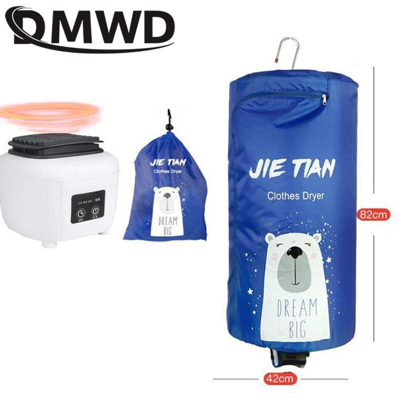 DMWD Portable Electric Clothes Dryer Mini Travel Folding Warm Air Baby Cloth Drying Machine Heater Hanger Laundry Clothing Rack