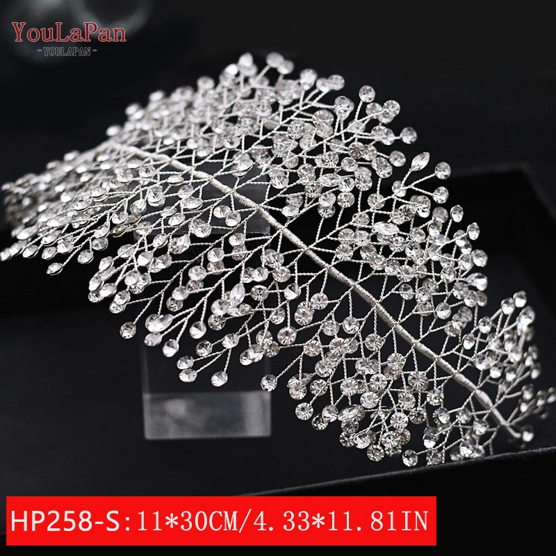 YouLaPan HP240 Golden Bride Hair Accessories Crystal Headband Woman Wedding Hair Jewelry Rhinestone Bridal Tiara and Headdress