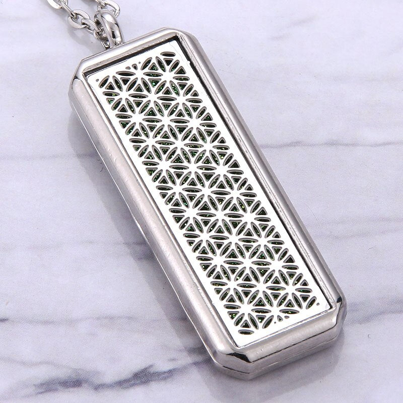 Square Aroma locket Necklace Magnetic Stainless Steel Aromatherapy Essential Oil Diffuser Perfume Locket Pendant Jewelry