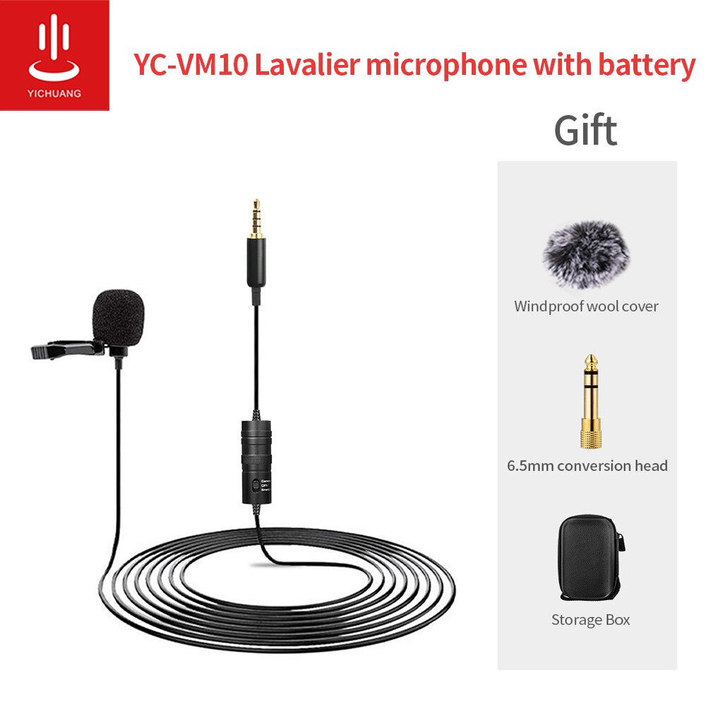 YICHUANG 3.5mm Audio Video Record Lavalier Lapel Microphone Recording microphone Clip On Mic for Phone Cameras