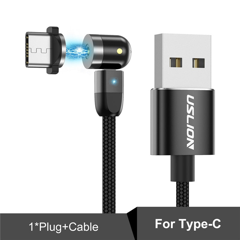 USLION 2020 New 540 Degree Rotate Magnetic Cable Micro USB Type C Cable Magnetic Charging Cable For iPhone 11 Pro Max Data Line