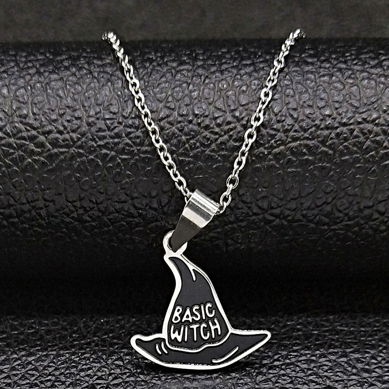 Moon Sun Pentagram Stainless Steel Witch Magic Necklace Witchcraft Spell Book Necklace Triple Moon Goddess Jewelry joyas N1906S2