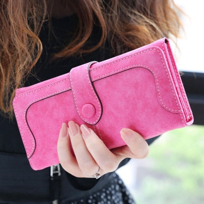 Aliwood Brand Wallets Retro Nubuck Leather Women's Long Wallets Clutch Female Hasp Purse Vintage Money Bag Carteira Card Holder