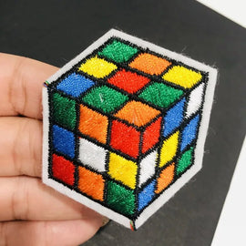 1Pcs Square Rubik's Cube Embroidery Patches For Women Kids Clothing DIY Iron On Patches On Clothes Custom Patch Sticker