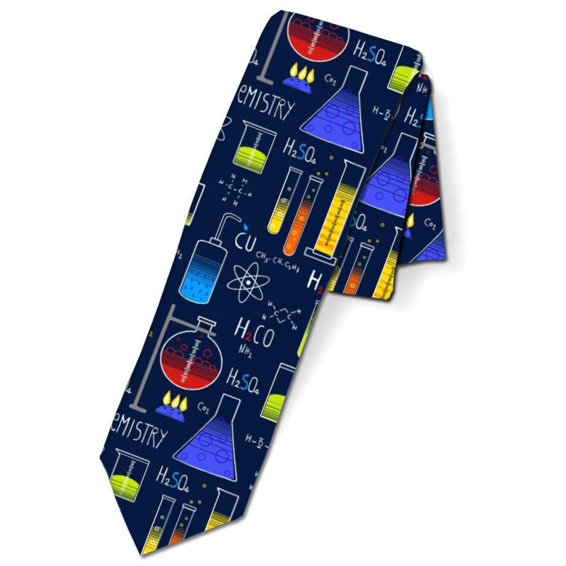 New Fashion Colorful Novel Science Symbol Accessories Necktie High Quality 8cm Men's Ties Suit Business Wedding Casual