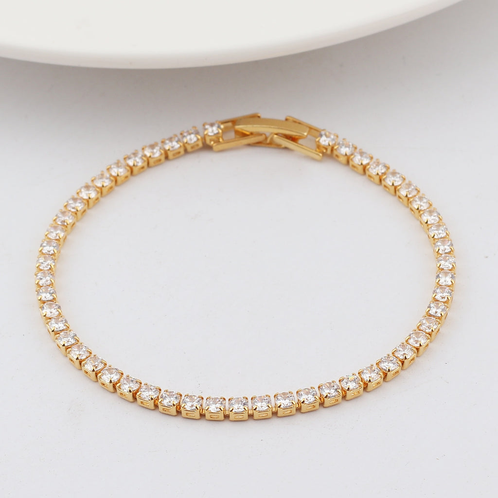 Gold filled baguette cubic zirconia bracelet for women men luxury jewelry rainbow cz tennis gorgeous trendy bangle girls gift