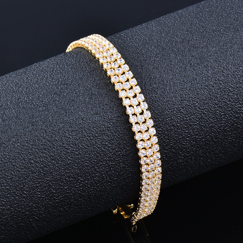 SINLEERY 16CM Round AAA Cubic Zirconia Tennis Bracelet For Women Rose Gold Silver Color Bridal Wedding Jewelry ZD1 SSF