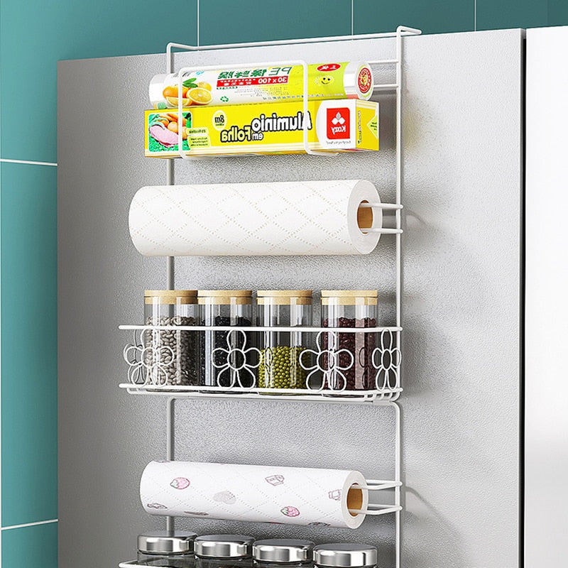 Magnet Fridge Shelf Paper Towel Roll Holder Magnetic Storage Rack Spice Hang Rack Decorative Metal Shelf Kitchen Organizer