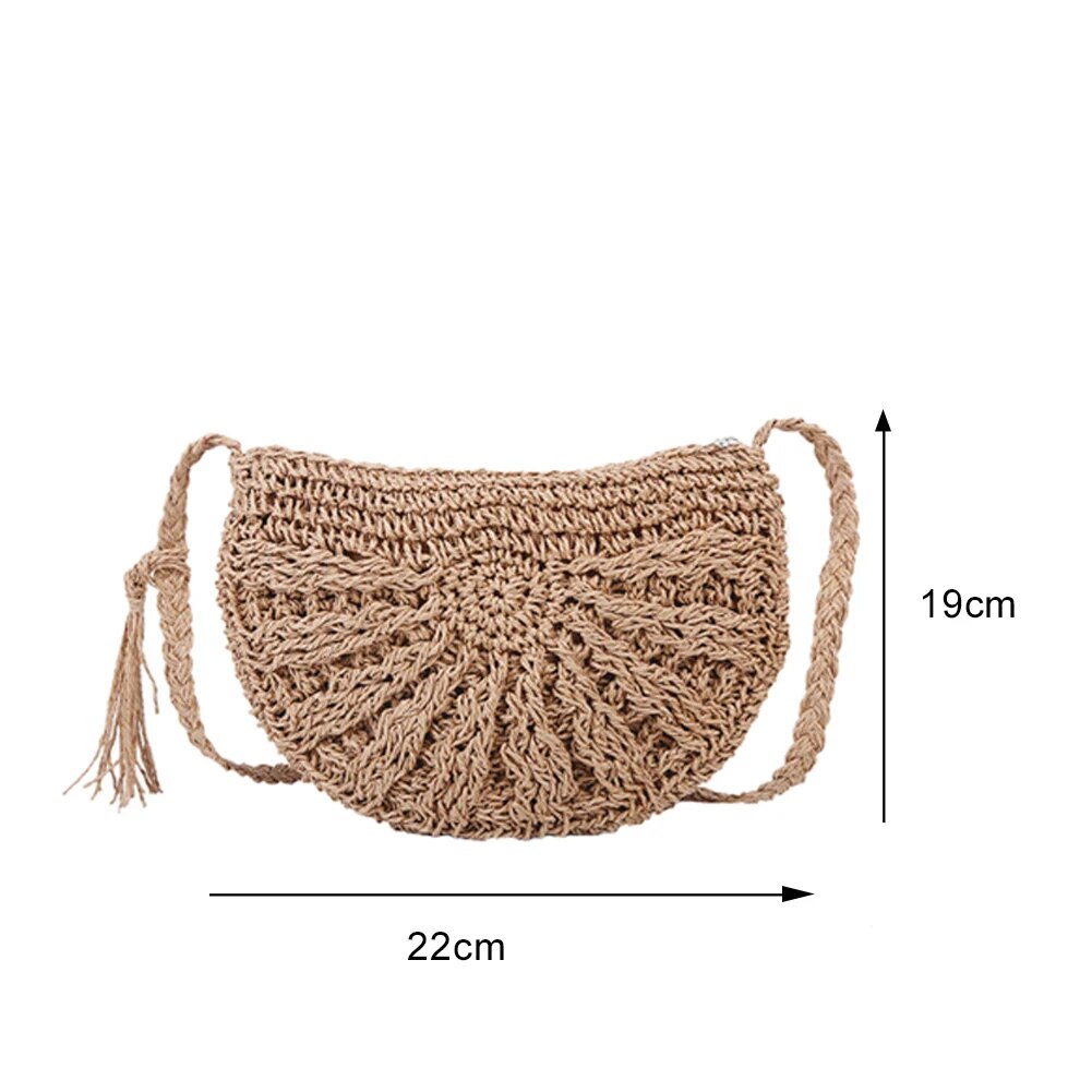 Women Fashion Straw Rope Handmade Woven Shoulder Messenger Bags 2021 Casual Solid Ladies Summer Vacation Beach Crossbody Bags