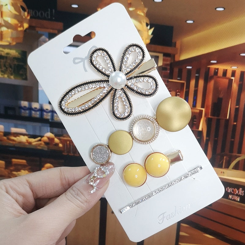 Korea Shiny Crystal Hair Clip Set Fashion Hair Accessories 2022 Trend For Women Girl Pearl Rhinestone Hairpin Side Clip For Hair