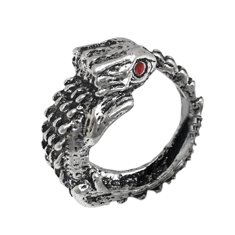 Ring For Women Girls Snake Smile Fashion Men Jewelry Vintage Ancient Silver Color Punk Hip Hop Adjustable Boho Frog