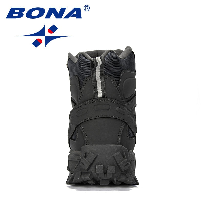 BONA New Designers Action Leather Shoes Climbing & Fishing Shoes Men Outdoor Shoes Man High Top Winter Boots Plush Comfy