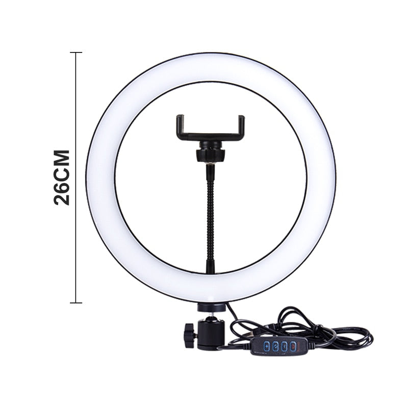 Dimmable Round Circle Light Selfie LED Round Lamps USB With Phone Holder 1.6M Tripod Stand For Tiktok Video Light Makeup Photography Set.