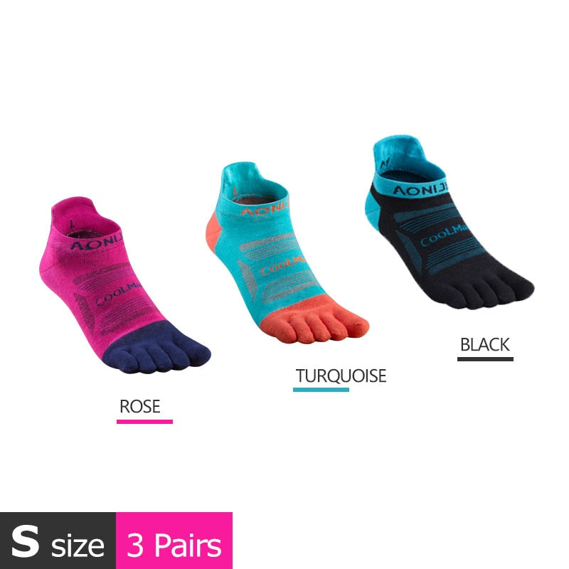 3 Pairs AONIJIE E4801 E4802 Ultra Run Low Cut Athletic Five Toe Socks Quarter Socks Toesocks For Running Marathon Race Trail