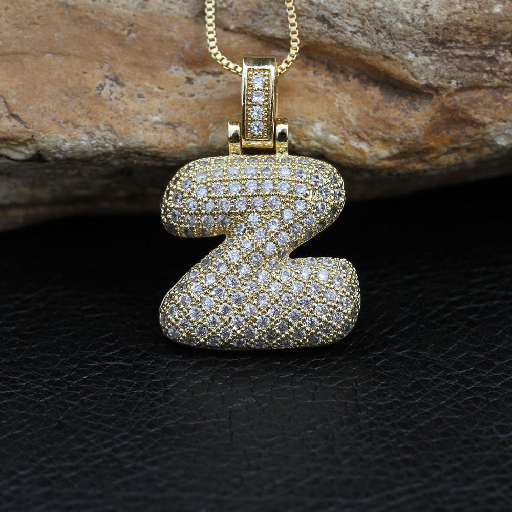 Fashion letters Necklace custom name bubble pendant charm for men and women cubic zircon hip hop jewelry gift