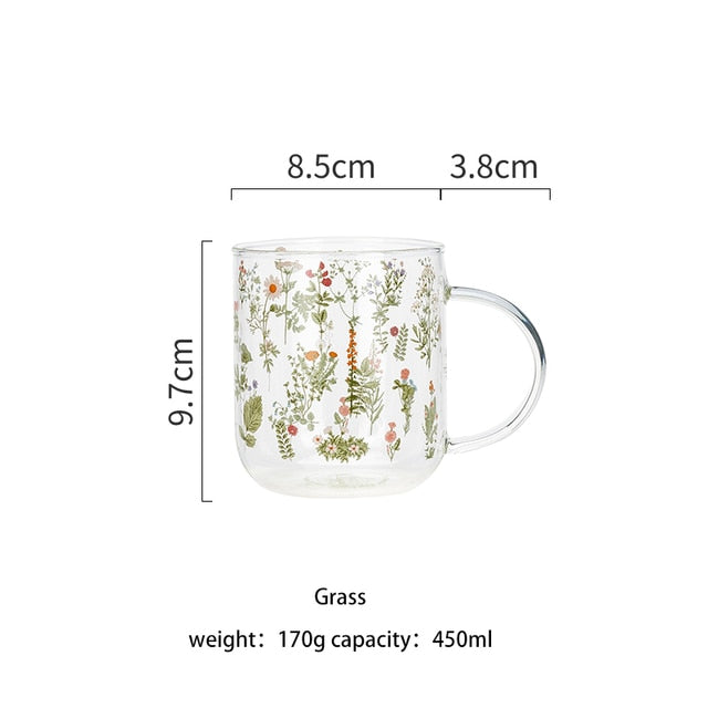 Creative Cartoon Flower Coffee Mug Home Office Glass Water  Cup Handgrip Milk Breakfast Drinkware Cup DROPSHIPPING