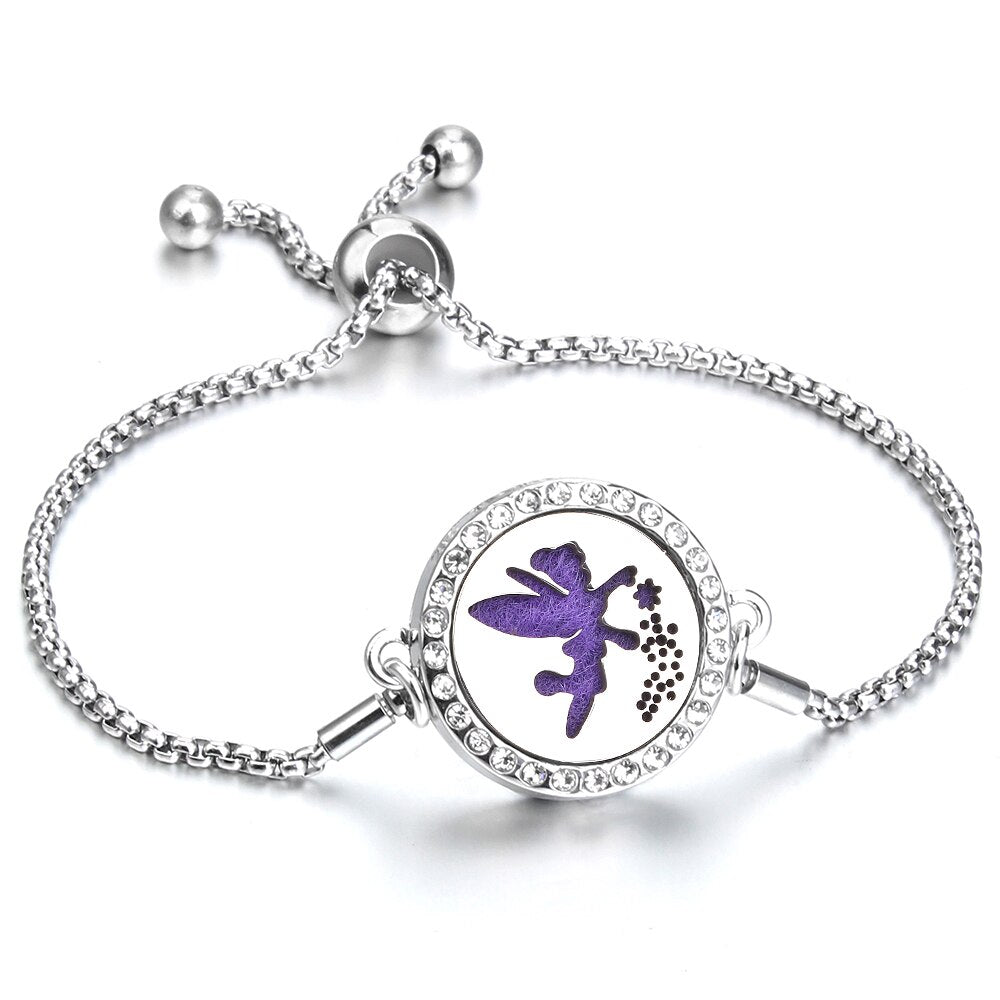 Aromatherapy Bracelet Essential Oil Diffuser Locket Tree of Life Adjustable Perfume Bracelet Crystal Magnetic Bracelet for Women