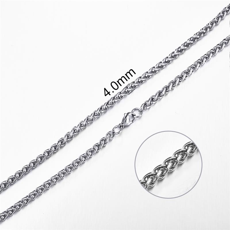 Jiayiqi 2mm-7mm Rope Chain Necklace Stainless Steel Never Fade Waterproof Choker Men Women Jewelry Silver Color Chains Gift