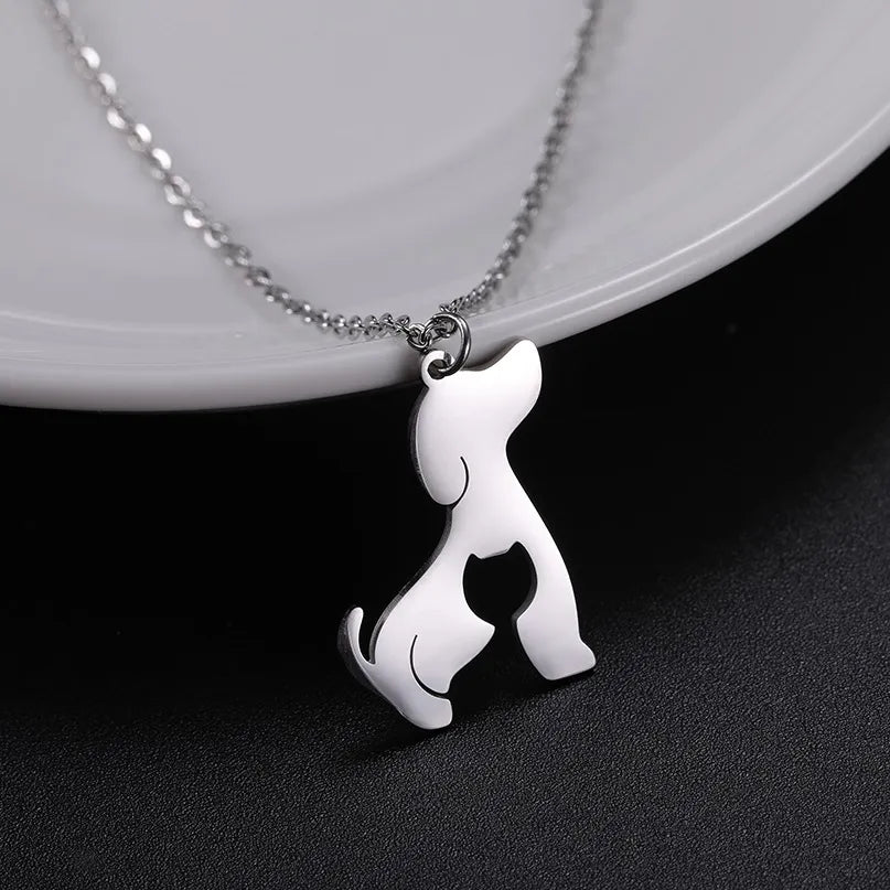 My Shape Cute Dog Pendant Necklace for Women Girl Stainless Steel Animal Footprint Chain Necklaces Fashion Jewelry Birthday Gift