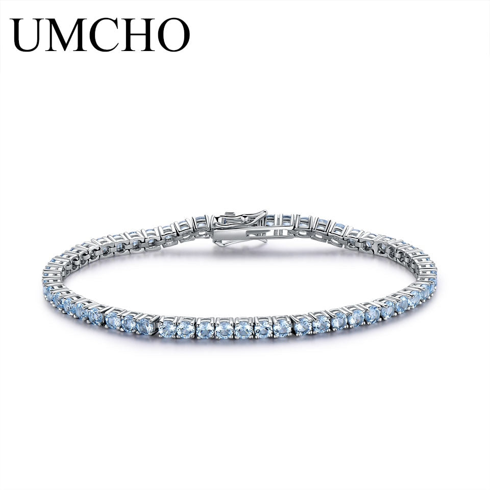 UMCHO Rich Color Created Ruby Bracelet  For Women 925 Sterling Silver Jewelry January Birthstone Romantic Wedding Fine Jewelry