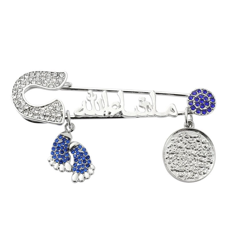 Baby Memorial Jewelry Footprints Brooch Jeweled Safety Protection Charm Pin Brooch for New Born Religious Jewelry Gift