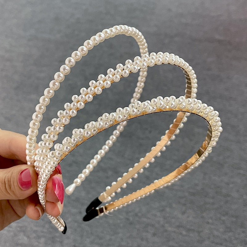 Women Simulated Pearl Hairbands Jewelry 2020 New Fashion Flower Headband Hair Hoops Holder Ornament Gift Girls Accessories