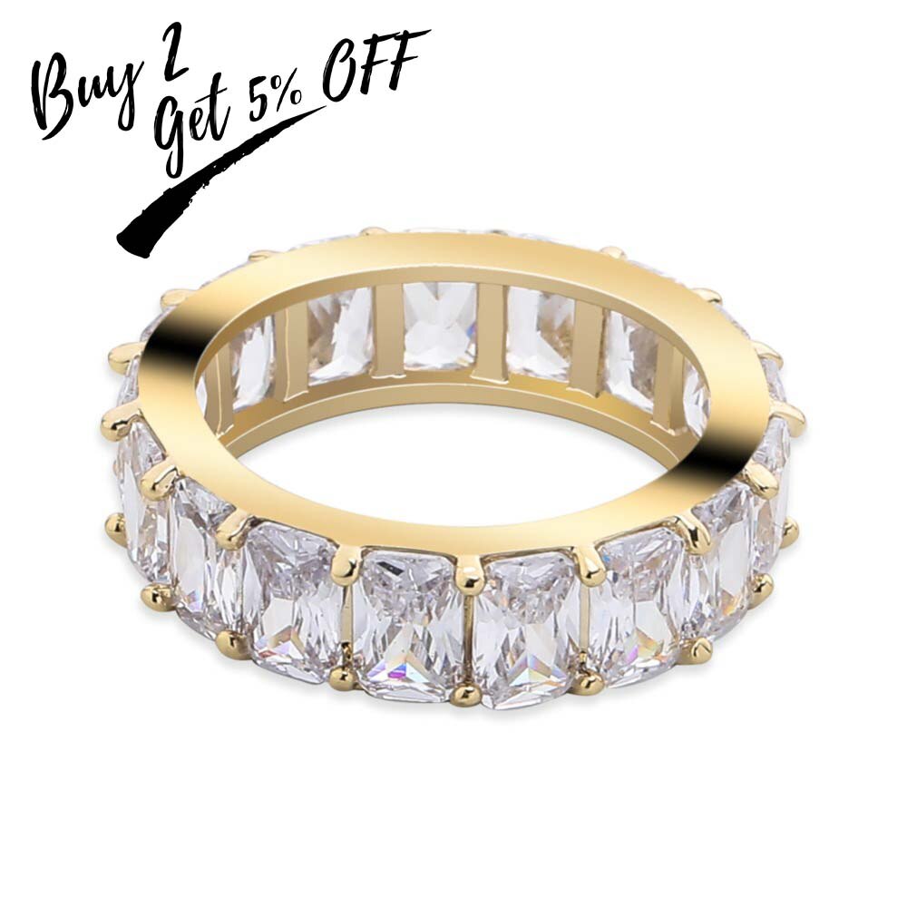 TOPGRILLZ 1 Row Iced Out Cubic Zircon  Round Ring Men&#39;s Hip Hop Gold Silver Color Personality Jewelry For  Gifts