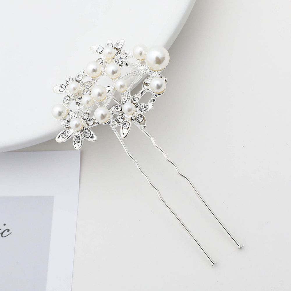 1pc Bridal Hairpins Wedding Pearl Flower Crystal Bridesmaid Hair Pins metal gift women girl Hairdressing Hair Accessories