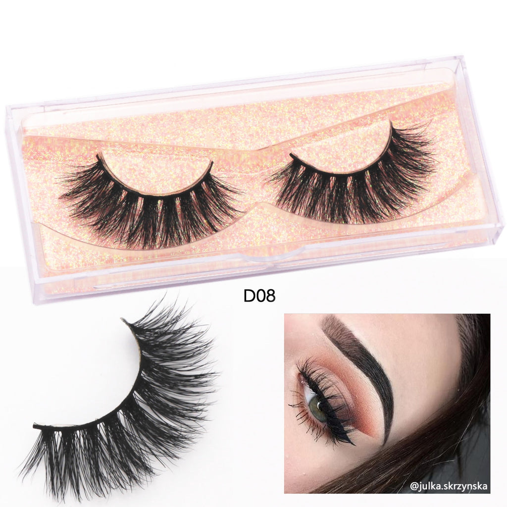 Mink Eyelashes Natural Long 3D Mink Lashes Cruelty Free Handmade Fake Lashes Makeup False Eyelash Short Soft Reusable Lashes A03