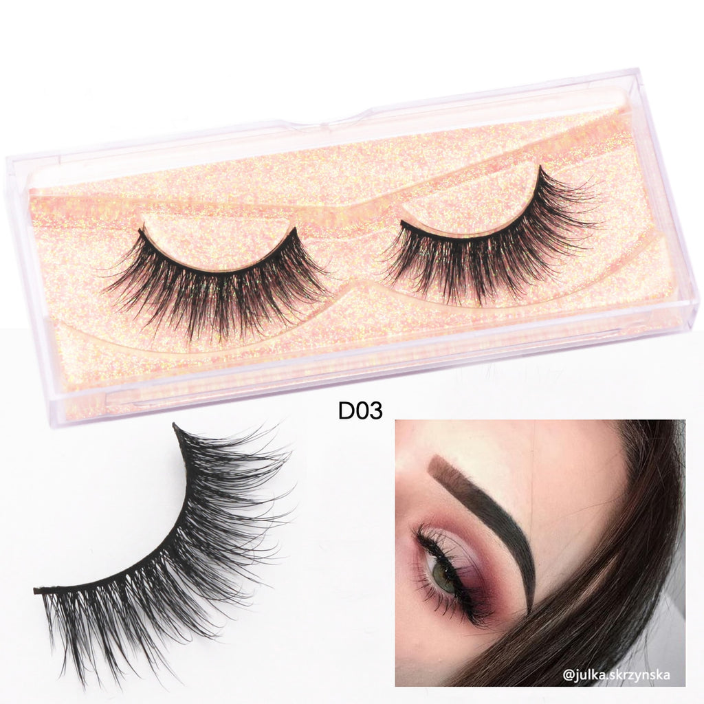 Mink Eyelashes Natural Long 3D Mink Lashes Cruelty Free Handmade Fake Lashes Makeup False Eyelash Short Soft Reusable Lashes A03