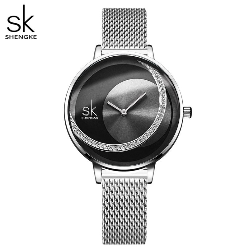 Shengke Crystal Women Watch Luxury Brand Ladies Dress Watches Original Design Quartz Wrist Watches Creative SK Watch For Women