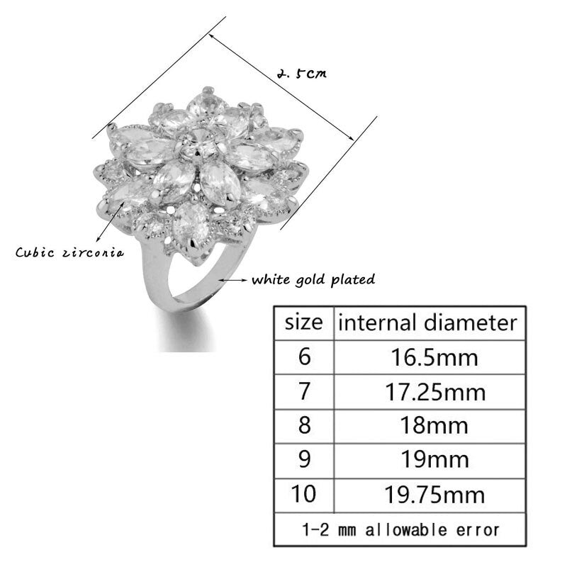 SINLEERY Luxury Crystal Flower Rings For Women Wedding Engagement Jewelry Rose Gold Silver Color Ring Size 67 8 9 10 JZ547 SSO