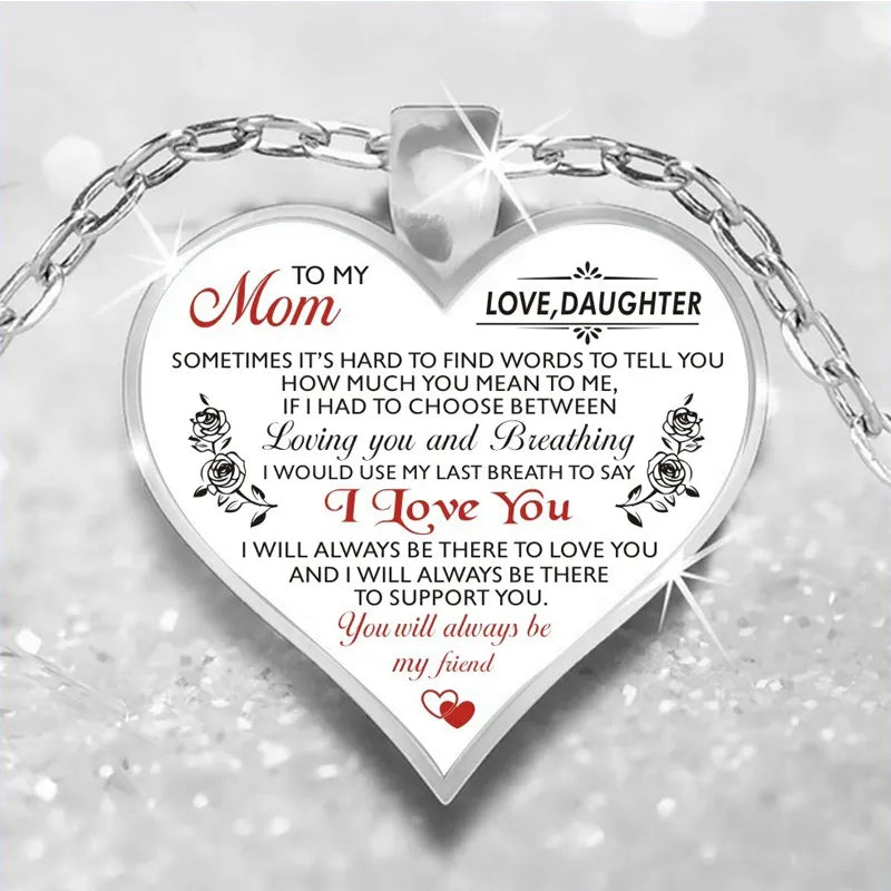 To My Mom Grandma Daughter Heart Necklace Silver Color Chain Necklaces For Women Love Mothers Day Jewelry Gift