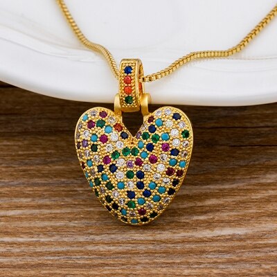 Nidin Luxury A-Z 26 Letters Zircon Pendant for Women Cute Rainbow Initials Name Necklace Fashion Party Wedding Birthday Jewelry