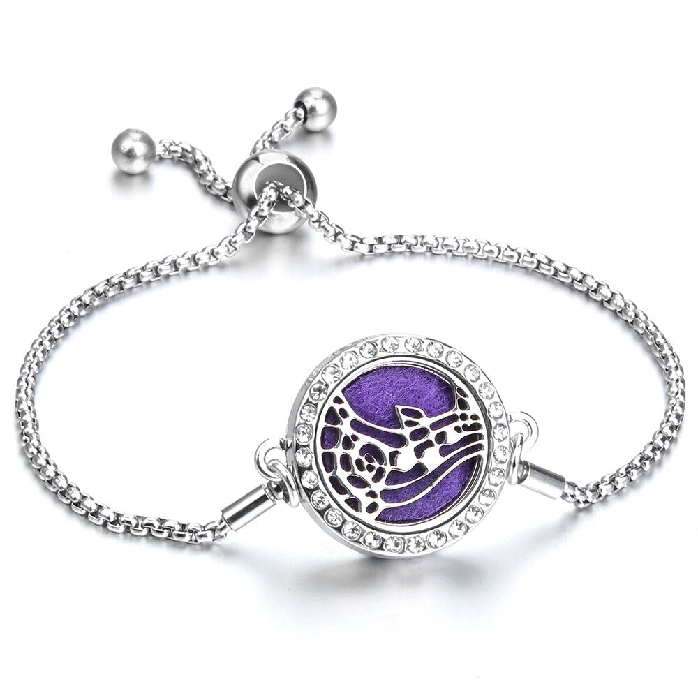 Aromatherapy Bracelet Essential Oil Diffuser Locket Tree of Life Adjustable Perfume Bracelet Crystal Magnetic Bracelet for Women